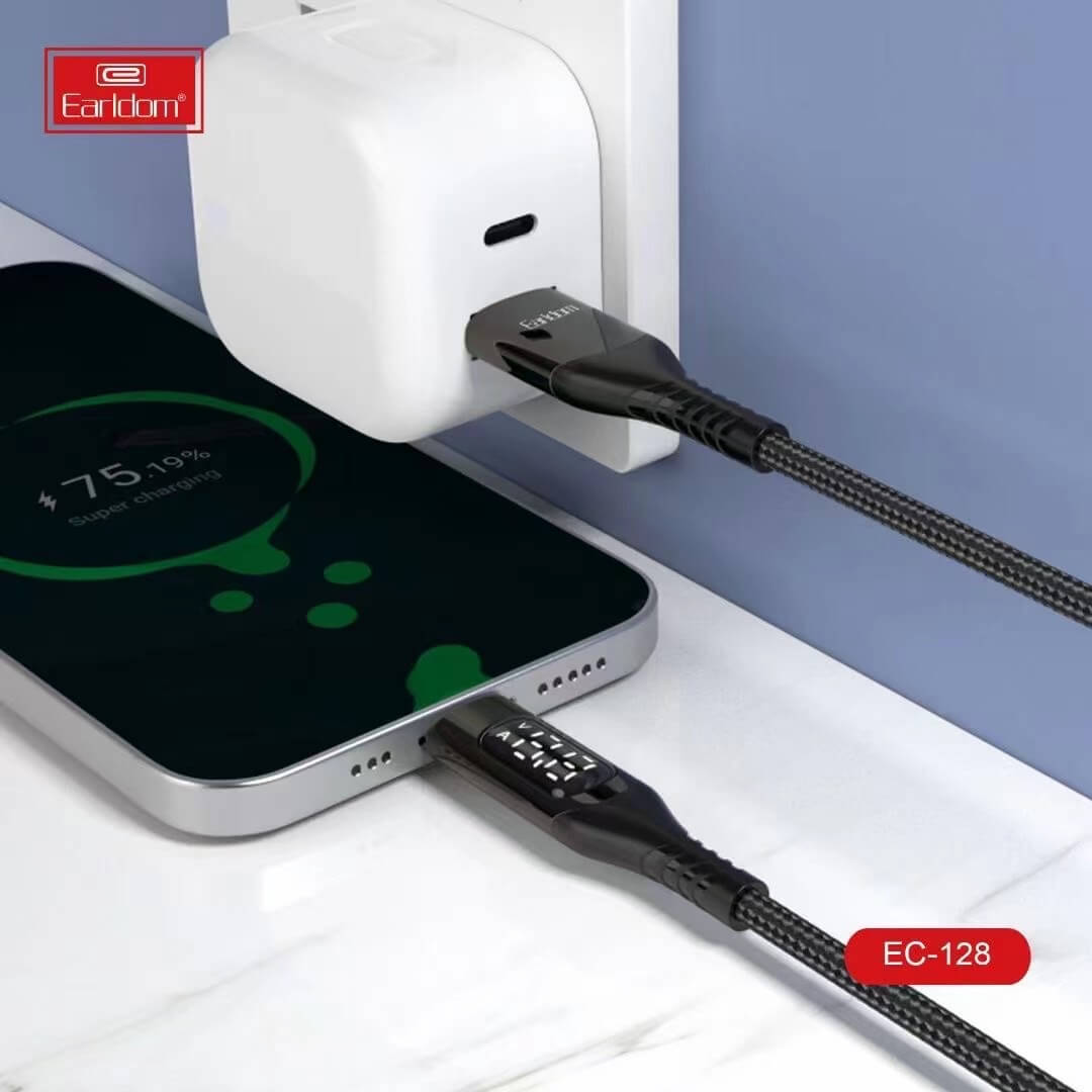 Earldom® USB to Lightning Digital Display Cable 1M- Black - Image 2
