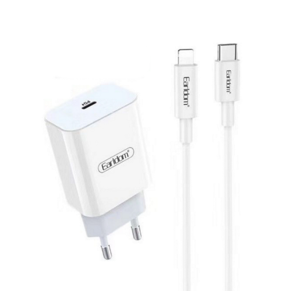 Earldom® 18W QC PD Fast Charger With (Lightning Cable) (EU)- White - Image 2