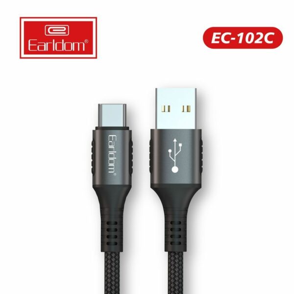 Earldom® Premium Nylon Fast Charging USB to Type C 2.4A 3M Cable- Gray