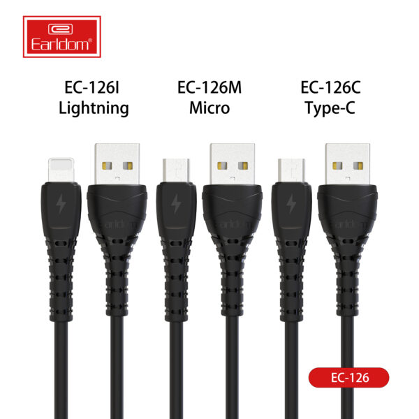 Earldom® 20cm 2.4A USB to Lightning Fast Charging Powerbank Cable- Black - Image 3