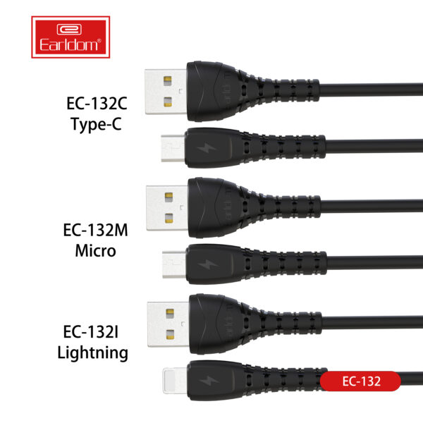 Earldom® 20cm 2.4A USB to Lightning Fast Charging Powerbank Cable- Black