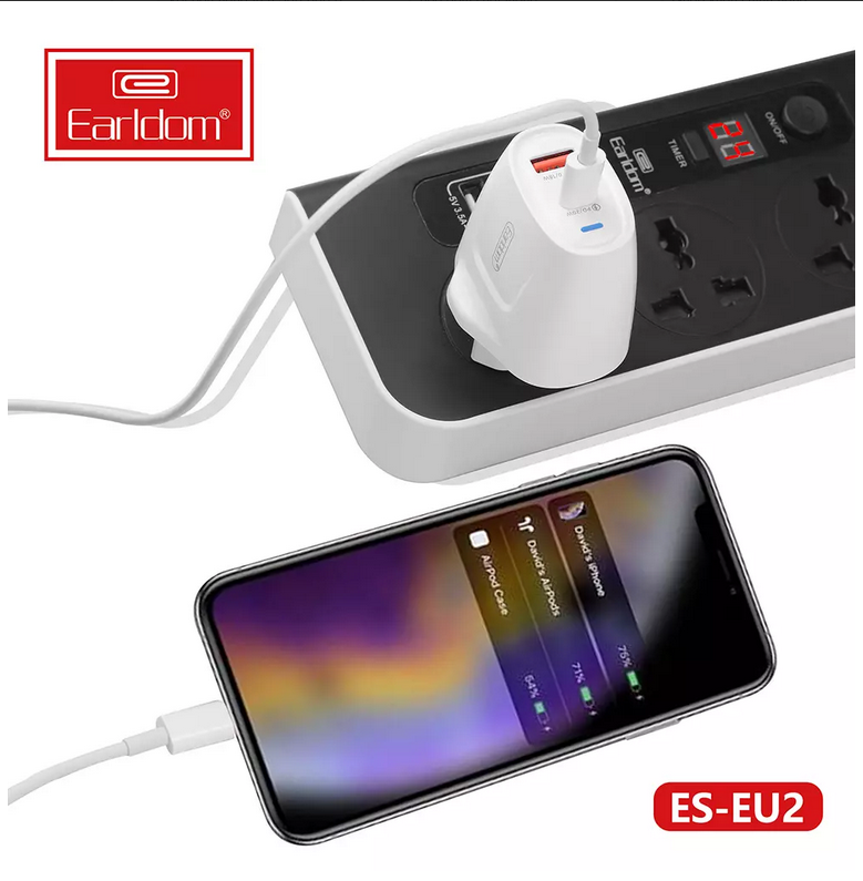 Earldom® 20W QC4,3 PD Fast Charger With (Lightning Cable) (EU)- White - Image 2