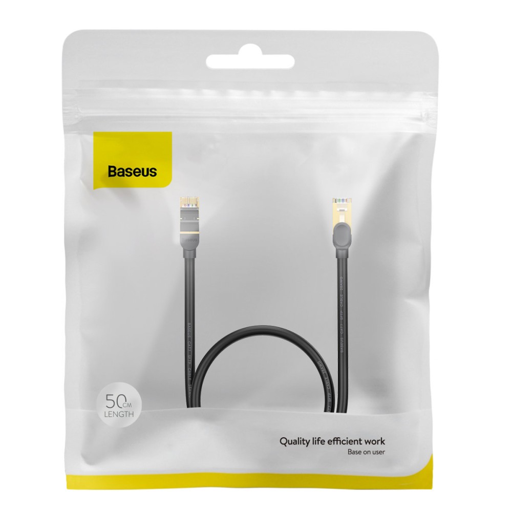 Baseus® CAT 7 High Speed RJ45 Network Cable 10Gbps 0.5m- Black - Image 4