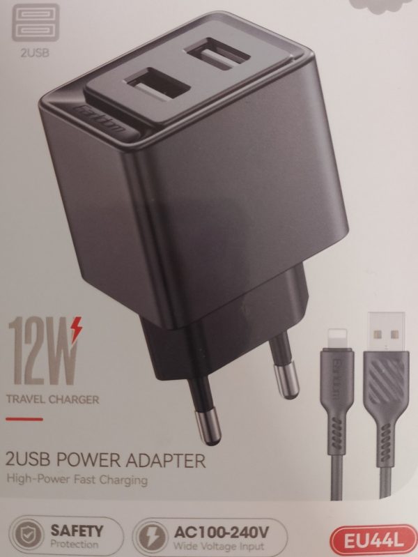 Earldom® 2 Usb Power Adapter 12w-Black - Image 2