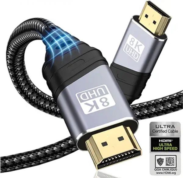 EAGET®Premium Cable HDMI 2.1 8K 60Hz/4k 120Hz with 48 Gbps transmission speed ( 1.5M )- Silver