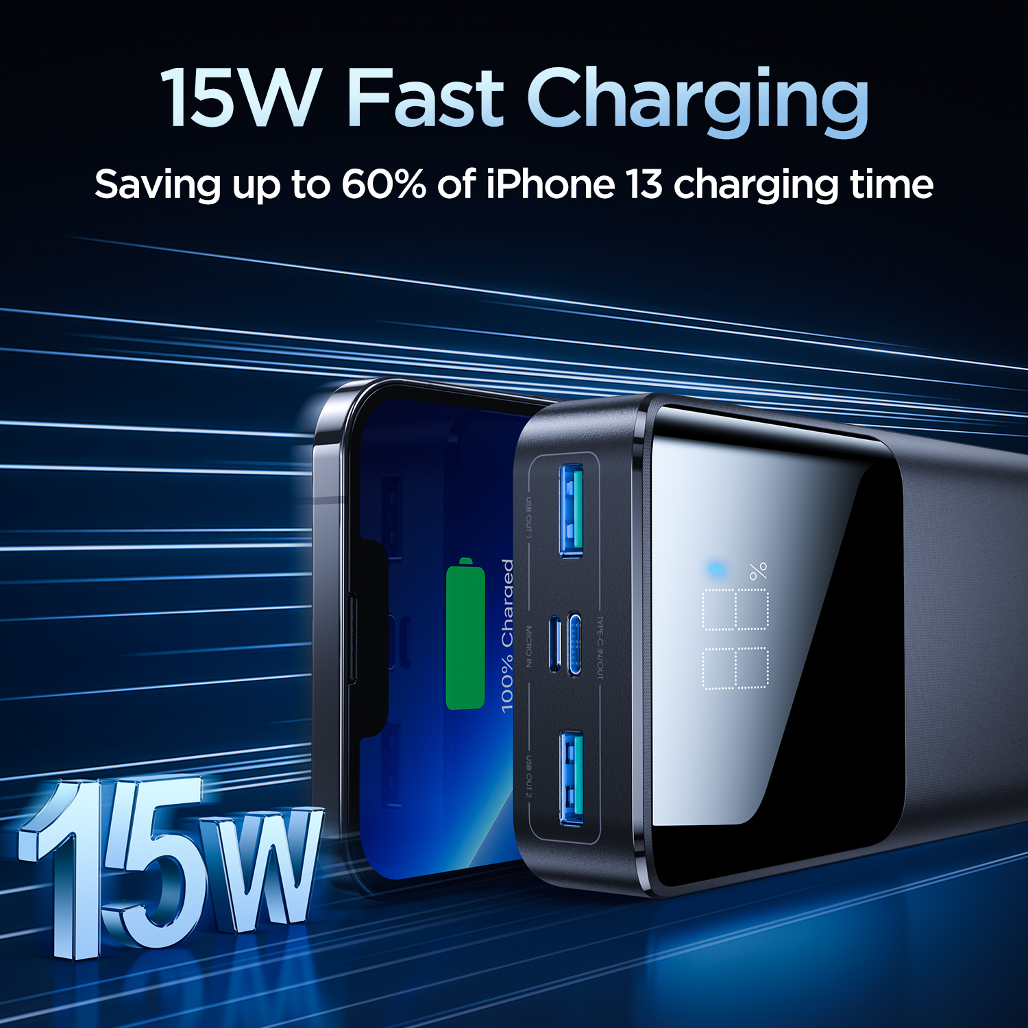 Joyroom® Fast Wired Charging 3.1A Powerbank 20000mAh- Black - Image 5