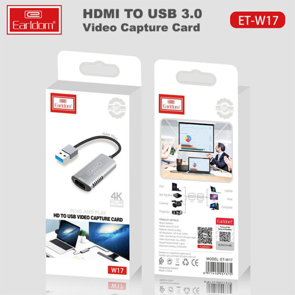 Earldom® 4K HDMI Video Capture Card USB 3.0- Silver - Image 4