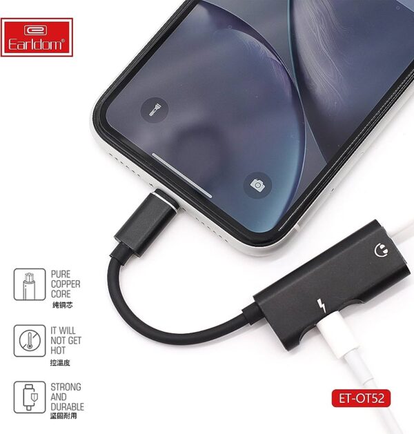 Earldom® Lightning + 3.5mm-Music & Charging 60Watt- Black - Image 2