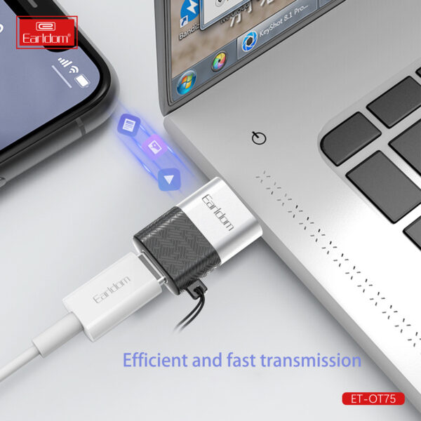 Earldom® USB-A 3.0 to Type-C female adapter- Silver - Image 2