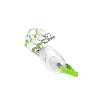 LDNIO® Keychain 3 in 1 USB Charger Cable Type-C 3.4a Fast Charge- White - Image 3