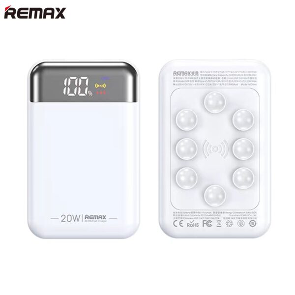 Remax®RPP-539 Potent Series PD20W QC22.5W Small Wireless Charging Power Bank With Color Display 10.000mah- White