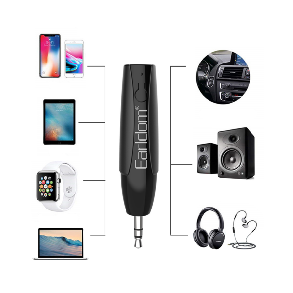 Earldom® Bluetooth v5.0 to aux 3.5mm jack audio receiver- Black - Image 2