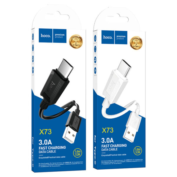 • Hoco® Cable USB to Type-C X73 3A Charging Data sync 1M- White - Image 3