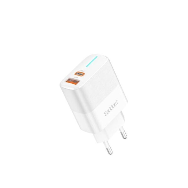 Earldom® Fast Charger Adapter Wall Charger USB / USB Type C (Type-C cable included) QC 3.0 PD (EU) 38W- White