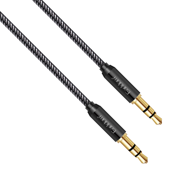 Earldom® Cable Audio Jack 3.5 AUX Nylon braiding 1m- Black