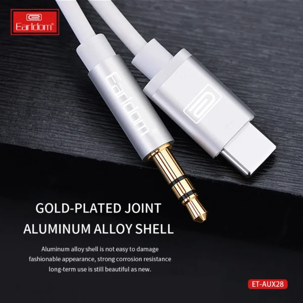 Earldom® AUX28 Type-C to Aux 3.5mm jack cable 1M- White - Image 4