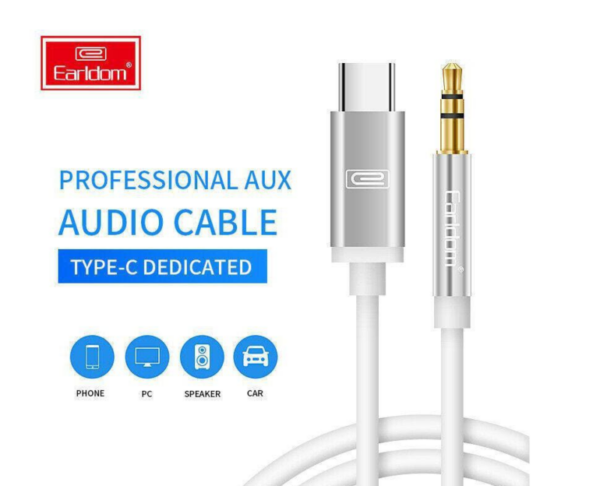 Earldom® AUX28 Type-C to Aux 3.5mm jack cable 1M- White - Image 2