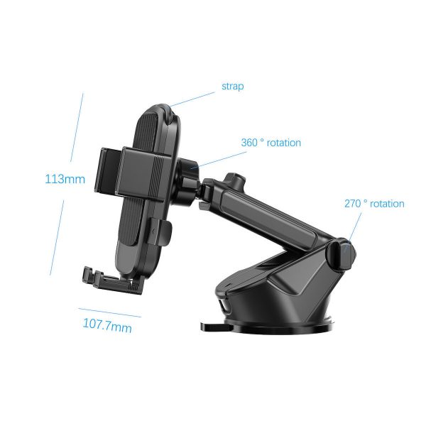 Earldom® Suction cup modern windshield car holder- Black - Image 2