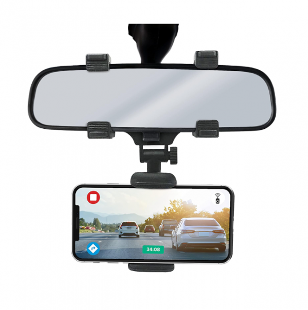 Earldom® Universal mirror phone car holder- Black