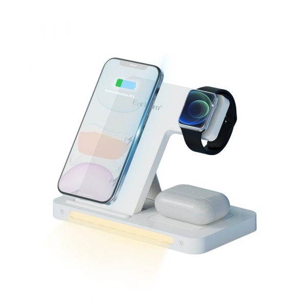 Earldom® WC27 3-in-1 Multi-Function Foldable Wireless Charging Stand With Night Light- White