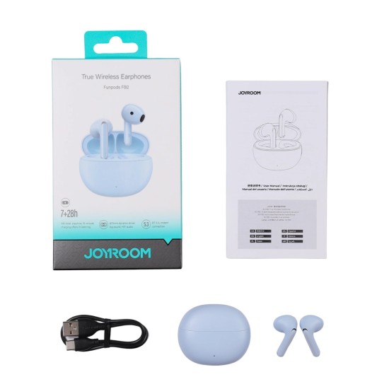 Joyroom® Funpods premium bluetooth v5.3 wireless in-ear IP54 headphones- Ocean Blue - Image 8