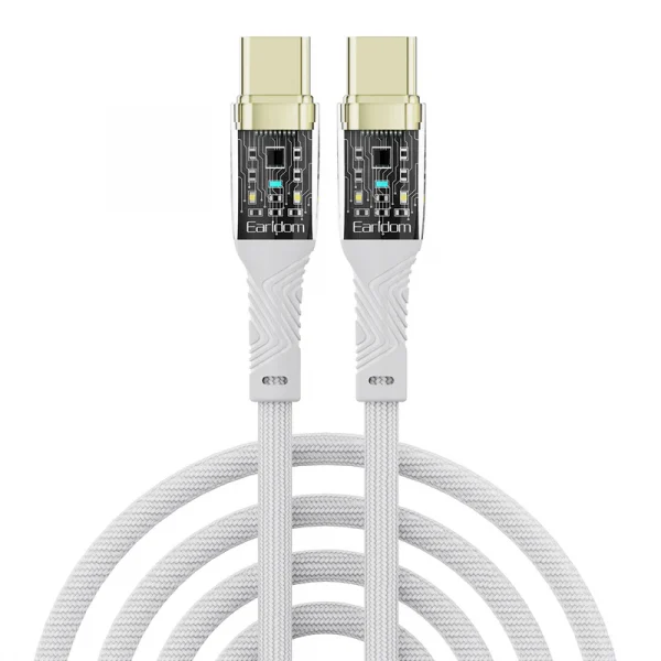 Earldom® PD 100W USB-C to USB-C Gold Plated Braided Cable 1M- White