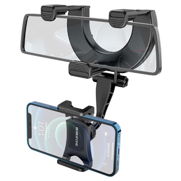 Borofone® Universal roller mirror phone car holder- Black