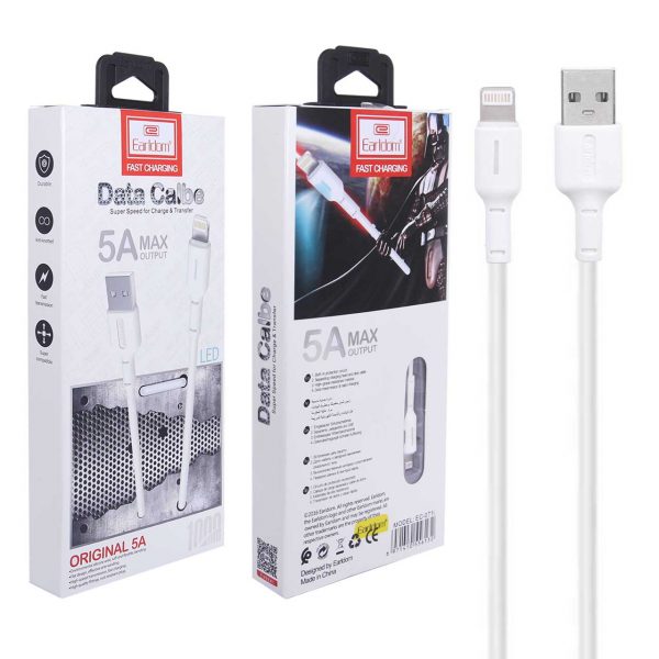 Earldom® LED Cable USB to Lightning 5A Charging Data sync 1M- White - Image 2