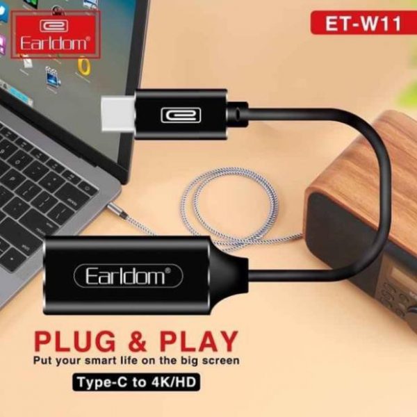 Earldom® Premium Aluminum USB C to HDMI Female 4K Cable Adapter- Black - Image 2