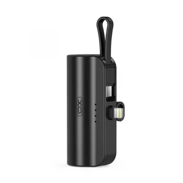 XO® 2in1 Emergency USB-C/LIGHTNING Portable PowerBank 5000mAh With Stand- Black