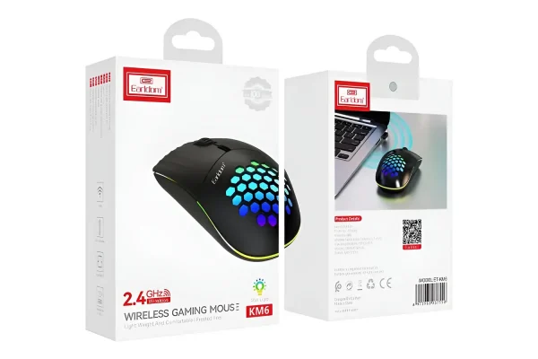 Earldom® KM6 Wireless Rechargeable Battery RGB Gaming/Office 1600dpi Mouse- Black - Image 4