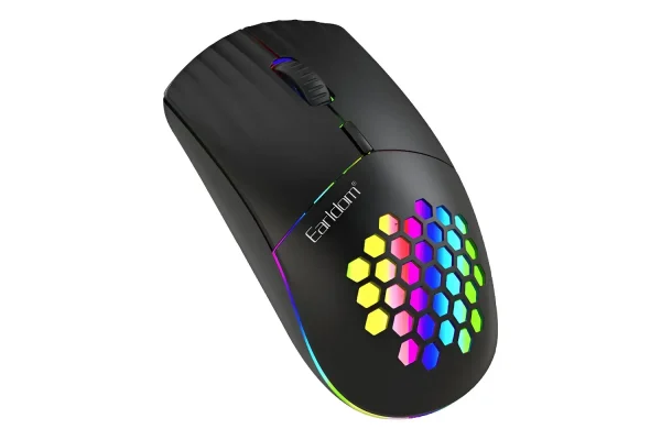 Earldom® KM6 Wireless Rechargeable Battery RGB Gaming/Office 1600dpi Mouse- Black