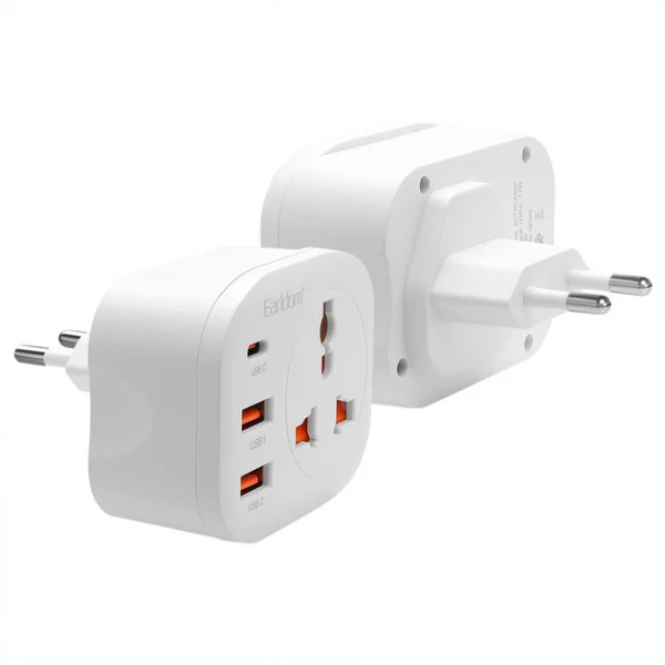 Earldom® 4in1 Universal Plug Charger 4000W 2x USB-A 1x USB-C 1x UK Plug (EU)- White - Image 2