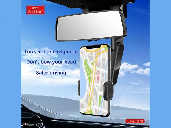 Earldom® Car Rearview Mirror Phone Holder- Black - Image 3