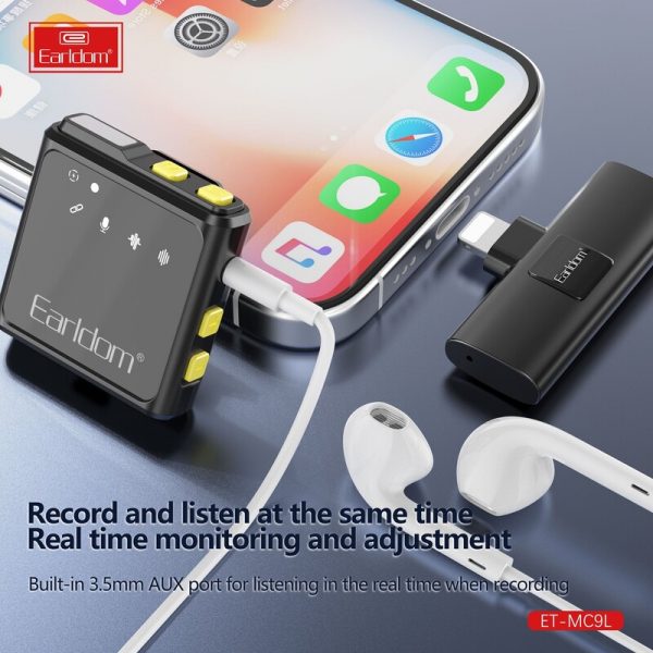 Earldom® Collar Clip Lightning Bluetooth Microphone- Black - Image 2