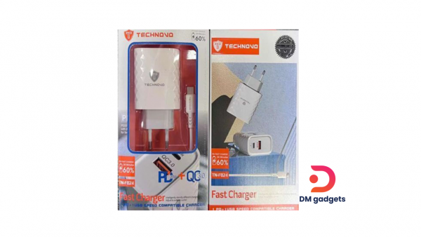 TECHNOVO® TN-F024  Fast Charger PD 20W + QC3.0 with type-C cable - Image 2