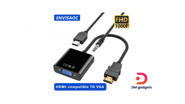 Envisaoc® Cable Converter, HDMI-Compatible To VGA, With Audio Power Supply Adapter FHD 1080P