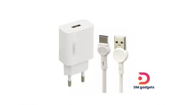 Earldom® ES-201 Smartphone Charger with type-c Cable 2.4Α Dual USB-White