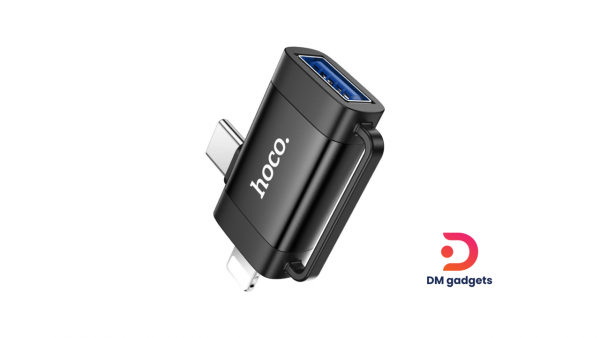 Hoco® UA31F Adapter for Lightning and Type-C to USB-A - Black