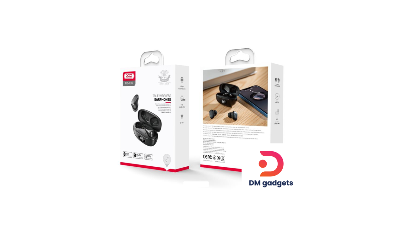XO® X19 Ark Digital Display TWS Bluetooth Earbuds - Black - Image 2