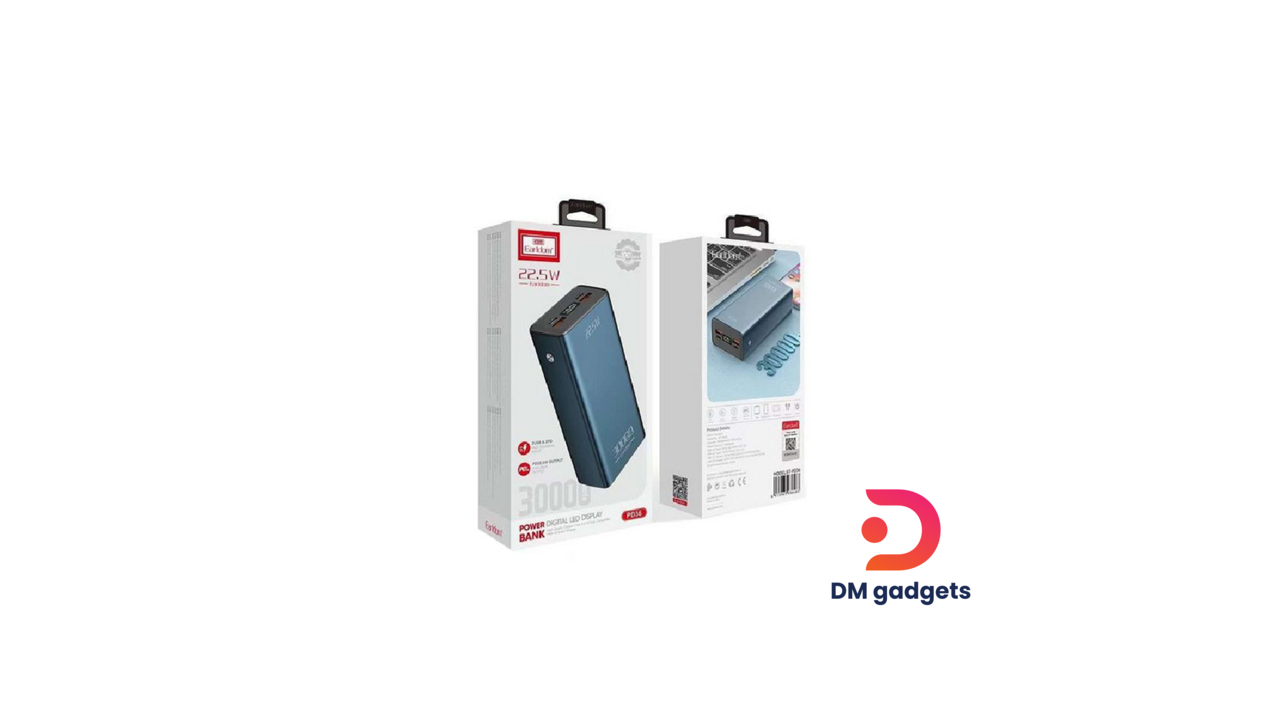 Earldom®ET-PD36 Power Bank 22.5W 30000mAh-Digital led Display-Grey - Image 2