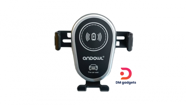 Andowl®Q-PD25 Mobile Car Mount with Adjustable Hooks and Wireless Charging Black