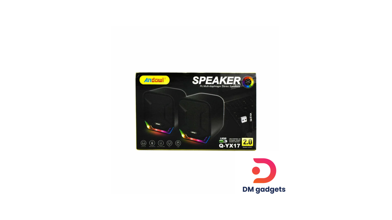 Andowl® Q-YX17 Computer Speakers 2.0 with RGB Lighting and Power 3W