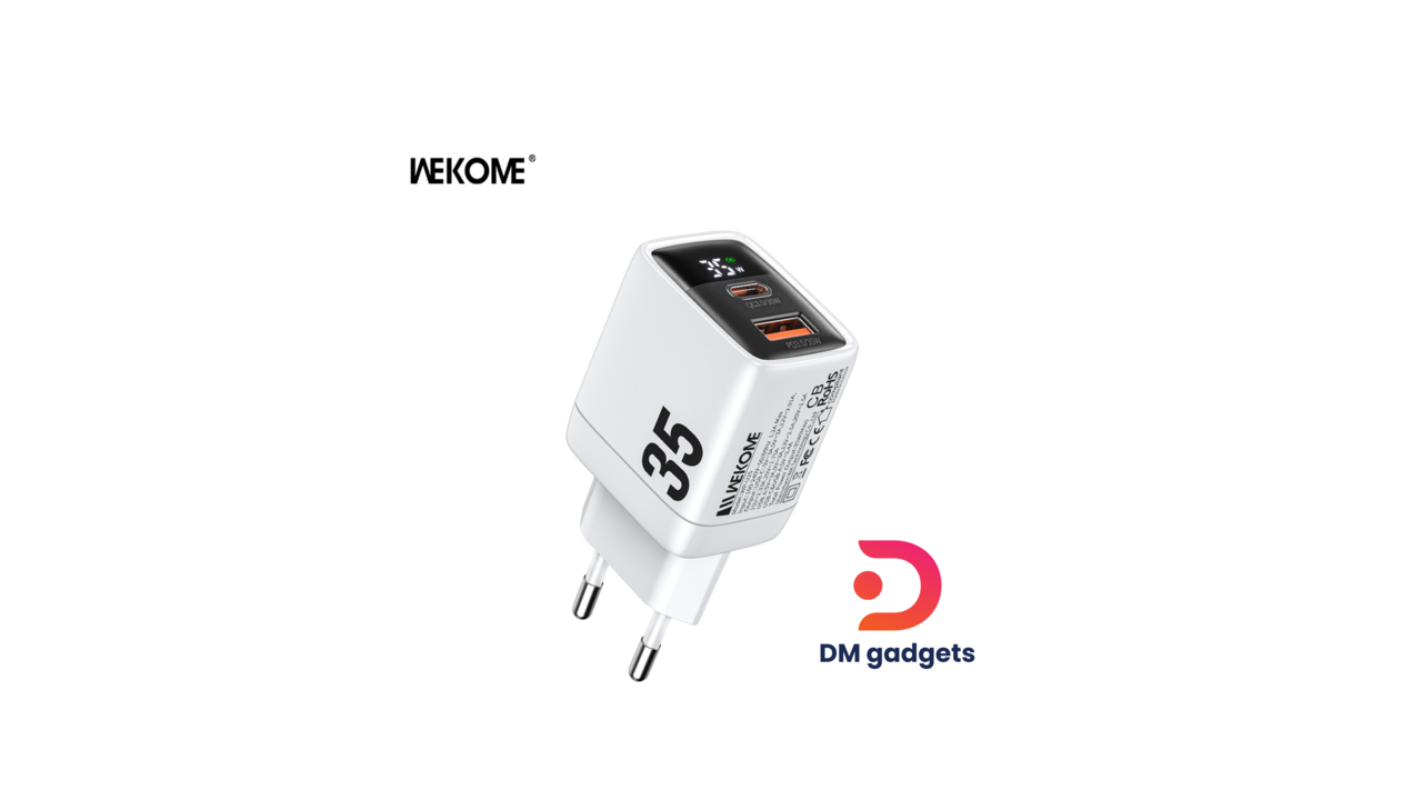 WEKOME®GaN Charger WP-U25 35W super fast charging and real time display-White