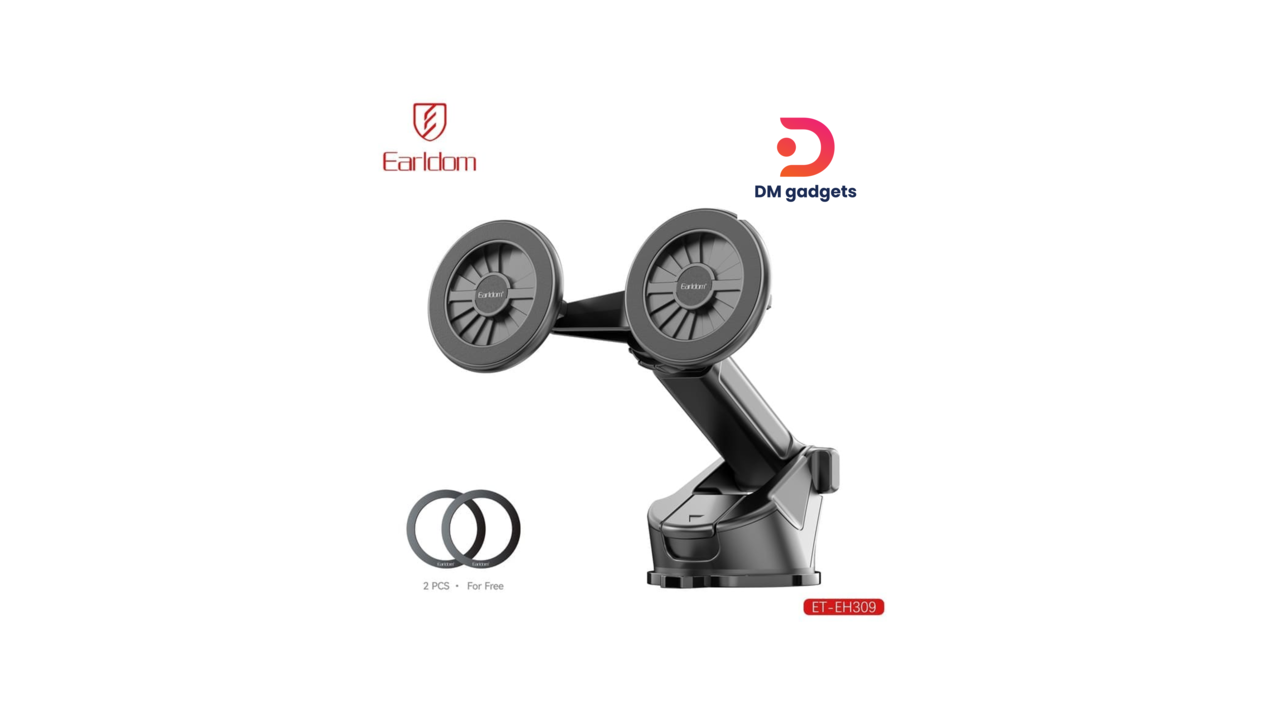 Earldom® ET-EH309 Car Holder Earldom (for two phones), magnetic with dashboard mount, black