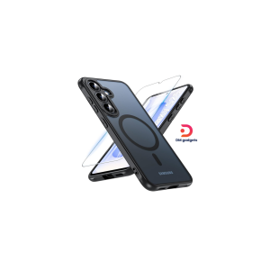 DM®Samsung Galaxy S25 Plus Anti-Shock Magnetic Phone Soft Touch Rubber Coated TPU PC Back Case-Black