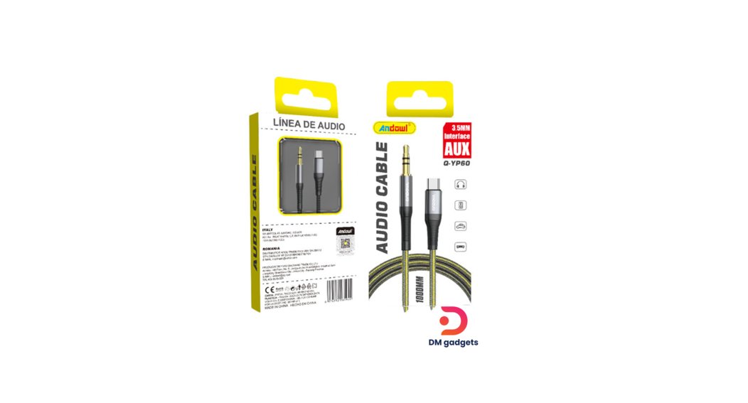 Andowl®Q-YP60 USB-C to 3.5mm Male Audio Cable Andowl 1m- Silver