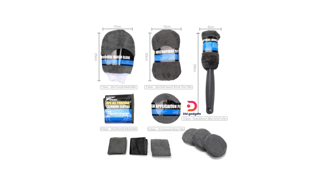 ProUser®Car Cleaning Kit 9 pcs - Grey - Image 2