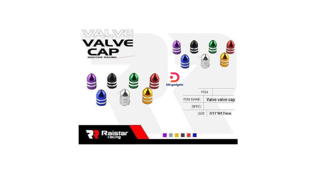 Raistar®Racing Tire Valve 4xCaps-set-R-Z17103-4U-140520 -Red-Silver