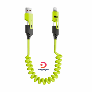 Kouvolsen®X204 Spiral charging-data cable – 4in1 – Fast Charge – X204 – 27-65W – Green
